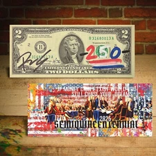 USA 250th Anniversary 1776-2026 Rency Hand Signed US $2 Bill Money & Dreams #/76