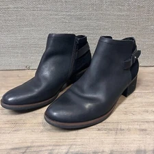 KORKS Kork-Ease Sonya Black Leather Ankle Booties Sz 8.5M Zipper Distressed