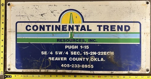 Vintage Painted Metal Oil Industry Sign - Continental Trend Resources Inc.