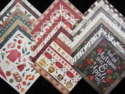 12X12 Scrapbook Paper Cardstock Fall Orchard Autumn Apple Pie Rustic Family 24 