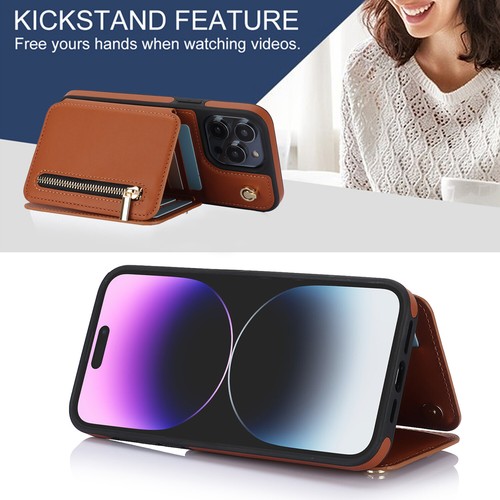For iPhone 16e 15 14 13 12 11 X Crossbody RFID Blocking Zipper Wallet Stand Case - Picture 20 of 51