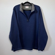 Wrangler Authentics Navy Blue 1/4 Zip Long Sleeve Lightweight Fleece Pullover