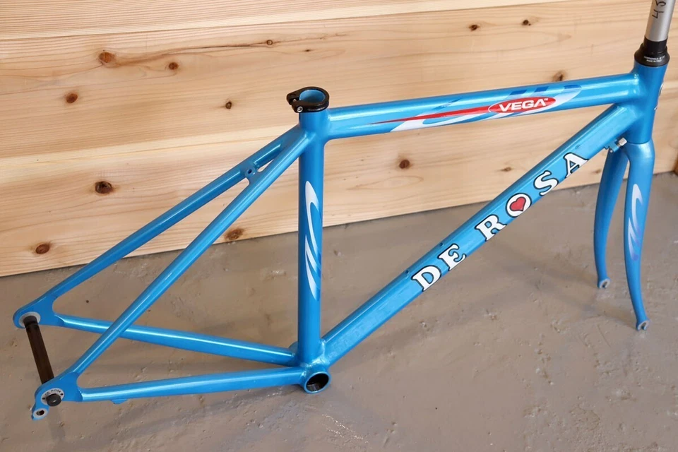 Juego de cuadro de bicicleta de carretera de aluminio DeRosa VEGA principios de la década de 2000 sin usar tamaño 47 cm Foto 3 de 4
