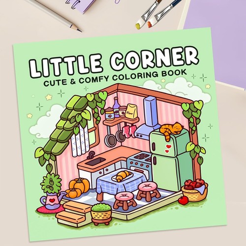 UK Little Corner Coloring Book for Adults and Teens Super Cute Designs of Cozy - Picture 2 of 6