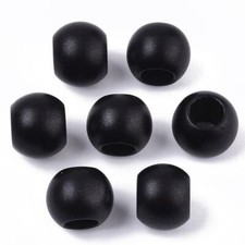 75 pcs Black Matte Acrylic Smooth Ball Spacer Beads   12mm   Large Hole: 6mm