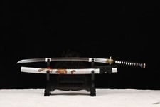Tiger Tsuba&Saya T10 Steel Clay Tempered Japanese Samurai Sword Real Hamon