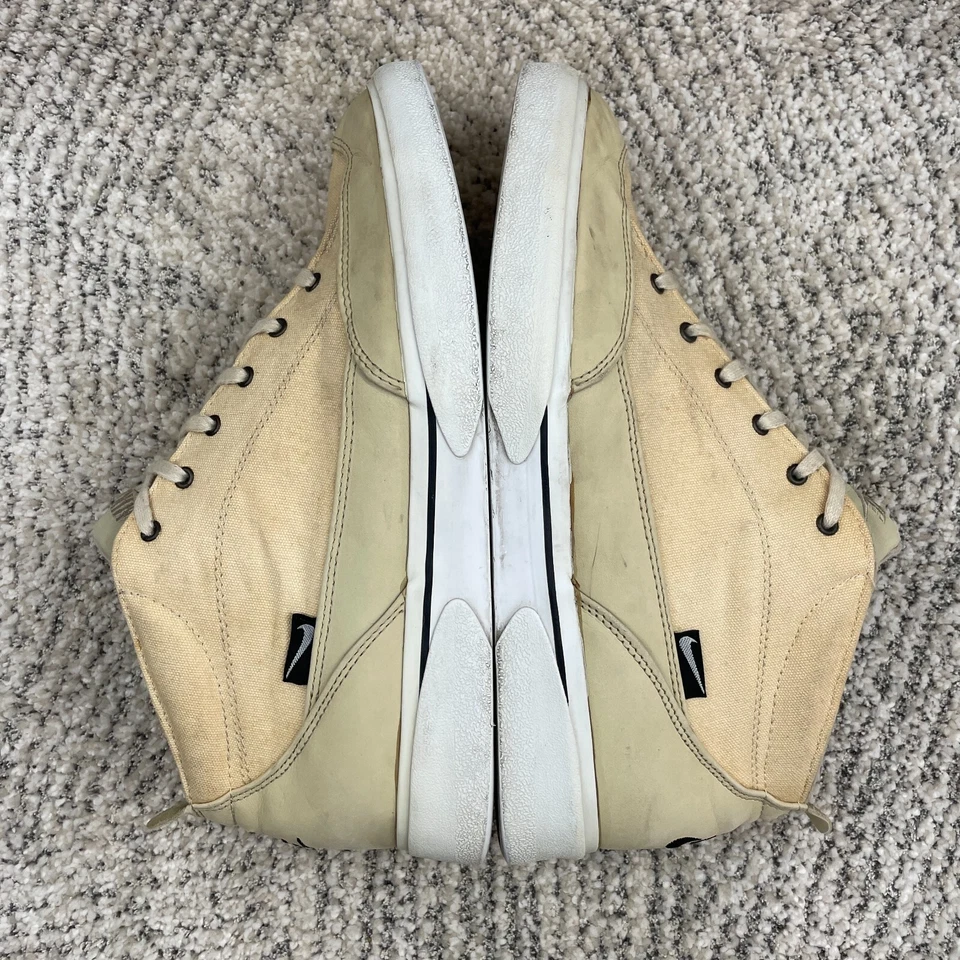 De colección Nike Chukka Tenis Hombres Talla 10.5 Botas Alta Top Beige Lona Cuero Años 90 Foto 4 de 4