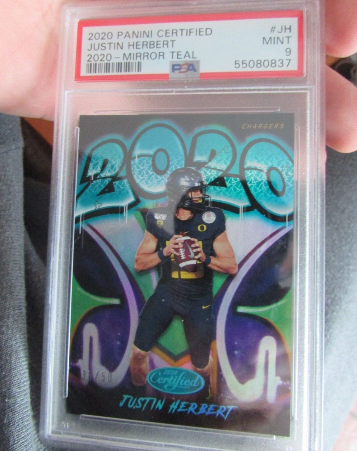 Justin Herbert Panini Certified 2020 #JH Mirror Teal