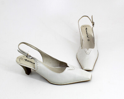 Pumps Tamaris Slingback Schnalle anishokk Trichter Leder offwhite Gr. 38