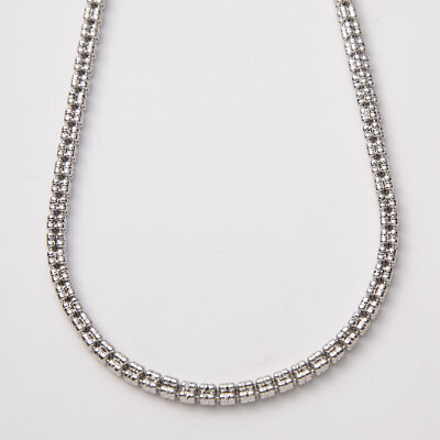 4mm Rhodium Diamond-Cut Ice Link Chain Sterling Silver 925 Italy