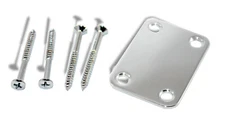 Guitar / Bass Neck Plate Electric 1 19/32 x 2 11/32 Chrome Narrow Small 081006CH