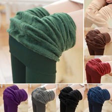 Women Fleece Lined Leggings Thick Thermal Pants High Waist Winter Warm Bottoms  