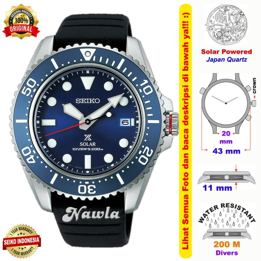 Brand New Seiko Prospex SNE593P1 Solar V157 Diver 200m Blue Dial