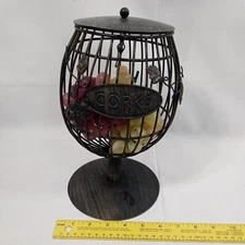 Decorative Wine Glass Shaped Cork Cage/Holder with rubber grapes