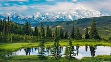 Landscape alaska nature mountains water reflection Custom Gaming Mat Desk