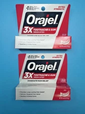 Orajel 3X Toothache & Gum Medicated Immediate Pain Relief Gel 2-Pack Exp 8/26