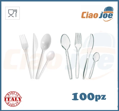 CIAO JOE Posate Plastica Bianche o trasparenti rigide forchette coltelli cucchiai 100 pz