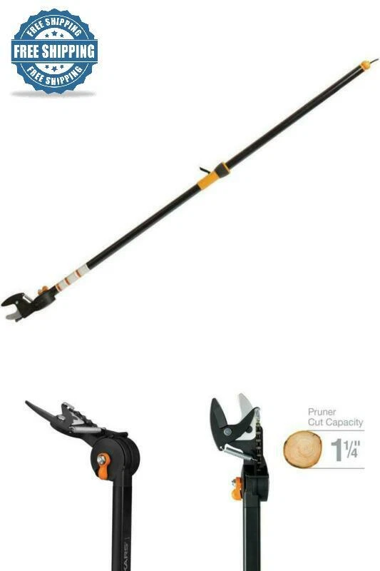 Fiskars 54 in. Reach Stik Tree Pruner Steel Cutting Rotate Bypass