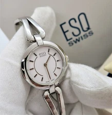 ESQ by MOVADO Modern White Dial 6.75" All SS Band LADIES WATCH, w/BOX R18-42