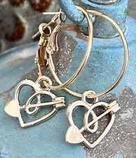 Rose Gold Heart Lever Back Hoop Dangle Earrings. Love.