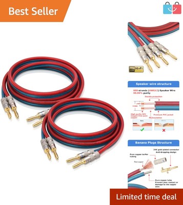 Durable 1.5M 12AWG HiFi Audio Cable with Professional Gold-plated Connectors