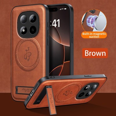 For XiaoMi RedMi Note 15 Pro 4G, Hybrid Armor Leather Magnetic Stand Case Cover