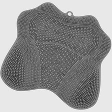 Silicone Shower Foot Scrubber Mat Non Slip Grey Suction Cups Shower Floor