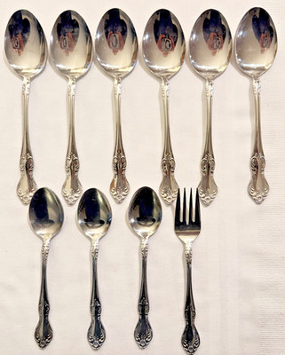 Lot 10 VTG Easterling Embassy Classic Valhalla Stainless 9 Spoons 1 Fork FR SHIP