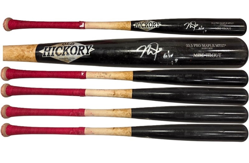 2019 Mike Trout Signed Auto Game Used GU Uncracked Old Hickory Bat PSA 10 MVP