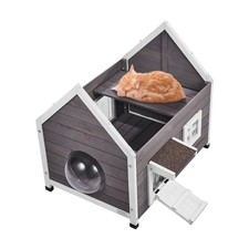 Outdoor Cat House Weatherproof Feral Cat Shelter for Multiple Cats Outdoor