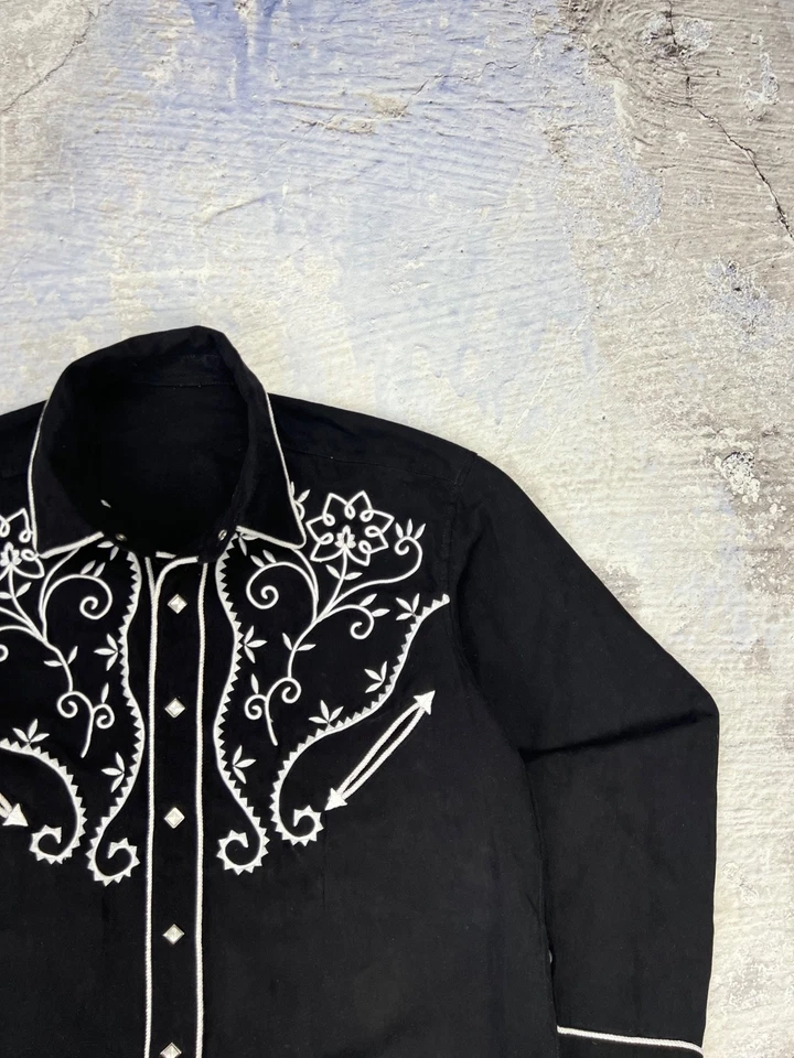 Stars & Stripes Western Cowboy shirt mens black white - Image 3 of 4