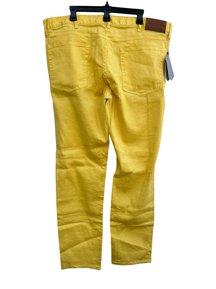 Новый с Ярлыками Ralph Lauren фиолетовый ярлык мужчин 40 x 32 льняной смеси Slim Fit брюки желтый $595 - Изображение 2 из 4
