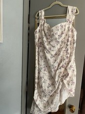 Cider Women's Plus 4XL White Purple Green Floral Sweetheart Ruched Midi Dress