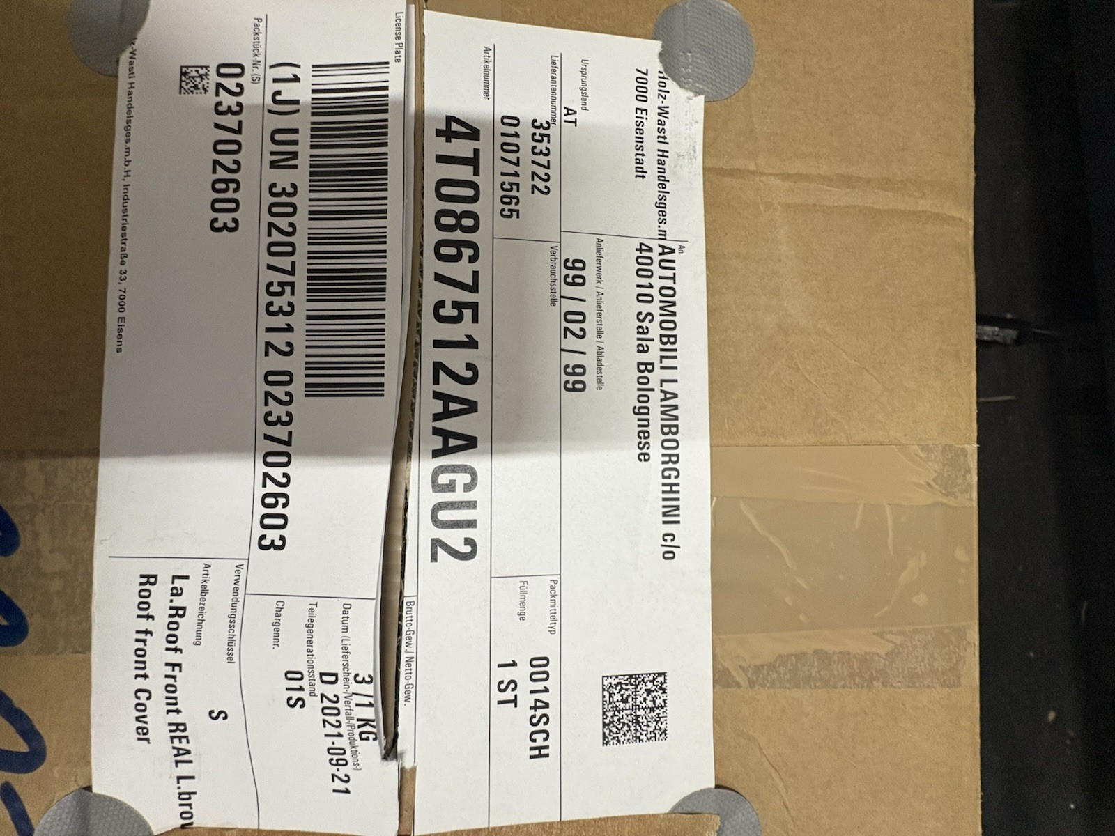 NEW Lamborghini Huracan LP610 Roof Visor Trim Panel OEM L 4T0867512AAGU2 #3226-N