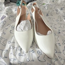 Womens White Patent Leather Slingback Stilett...