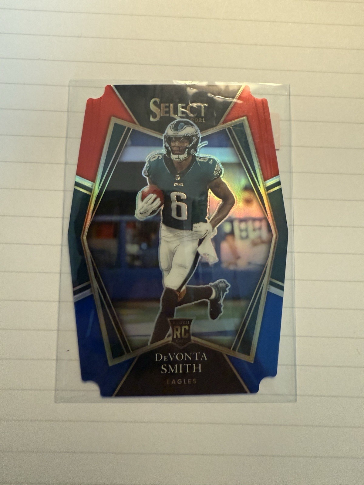 2021 Panini Select Premier Level Devonta Smith #149 Red & Blue Prizm DieCut (RC)