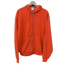Vintage 70s Ace Sportswear Orange Zip Up Thermal Hoodie Size Large Made in USA