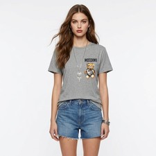 Moschino Couture Teddy Bear T-Shirt  US S Gray Short Sleeve Crew Neck Tee