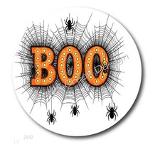 BOO SPIDER WEB HALLOWEEN PARTY FAVORS SCRAPBOOK STICKERS ENVELOPE SEALS LABELS