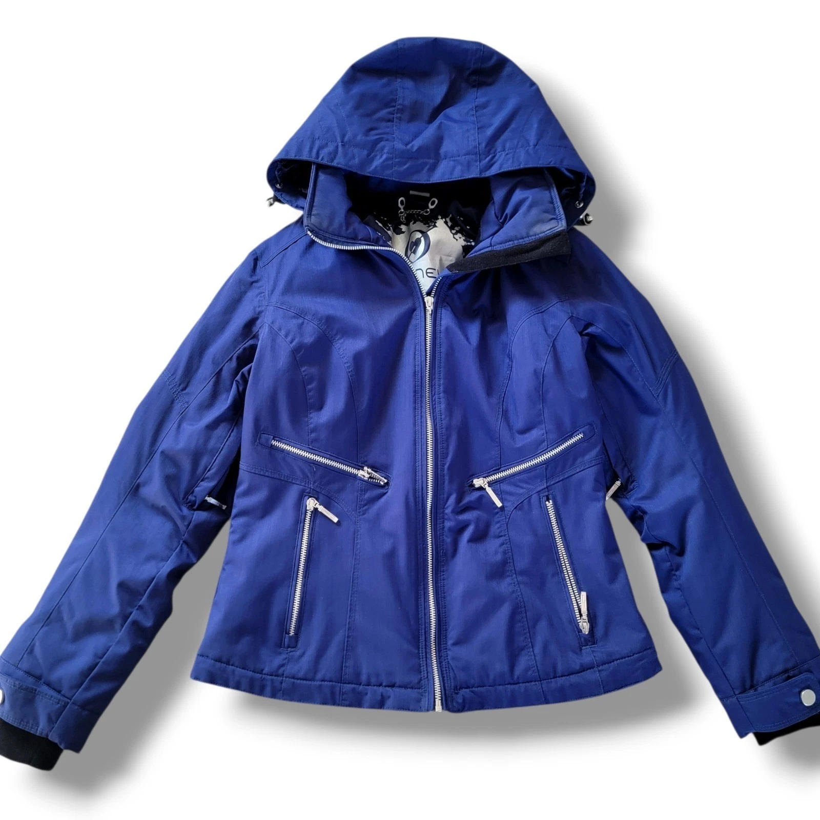 Obermeyer Blue Kristina Ski Snowboard Snow Winter Jacket Detachable Hood Size 8