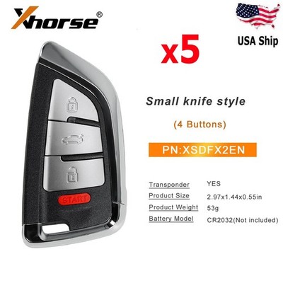 5x XHORSE XSDFX2EN XS Series Universal Smart Key 4 Buttons For VVDI Key Tool Max