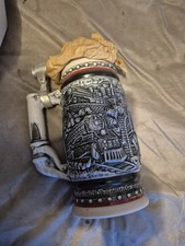 Avon Age Of The Iron Horse Ceramic Beer Stein Mug Embossed Lid Transportation