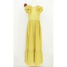 DOEN Flora Embroidered Ruffle Flutter Sleeve Tier Maxi Dress Size XS Sheer Boho