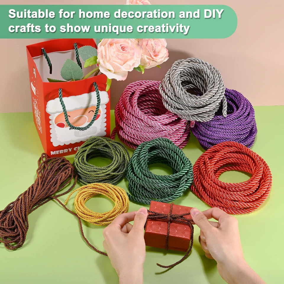 5 ярдов мягкая витая веревка отделка, 3 мм темно-розовый шнур из полиэстера для рукоделия «сделай сам» - Изображение 4 из 4