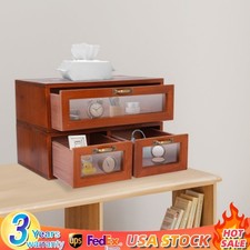 Vintage Desk Organizer Wooden Tabletop Storag...