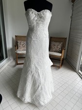 David’s Bridal Imperial Gown with Train Lace Ivory Size 12