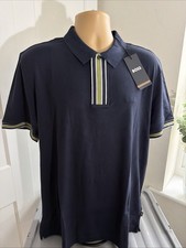 Image of HUGO BOSS BLACK LABEL-PARLAY 185 REG FIT MERCERISED POLO DK BLUE LG BNWT RRP£119