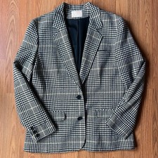Vintage 1970s Pendleton Women s Wool Plaid Houndstooth Blazer Size Large