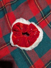 Christmas Hair Scrunchie Red And White Stretch Elastic