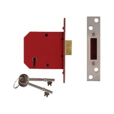 Image of Union 2101 5 Lever Mortice Deadlock Satin Chrome Finish 65mm 2.5in Visi